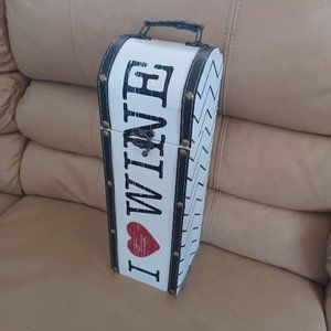 I Love Wine Rustic Canvas Wood Wine Box